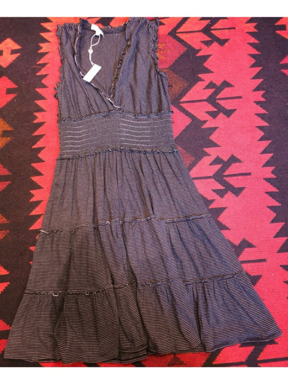 NEW Max Studio Black & White Striped Sleeveless Tiered Dress Size Medium - Picture 3 of 16